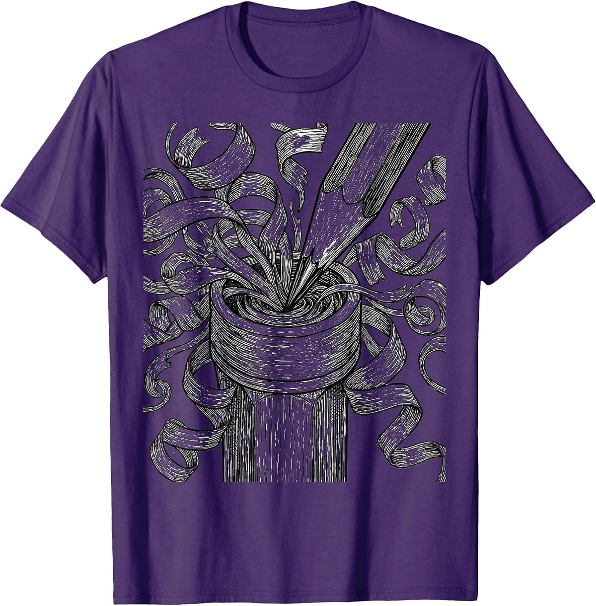 Men's Art Teacher Pencil Sharpener Graphic T-Shirt - Purple