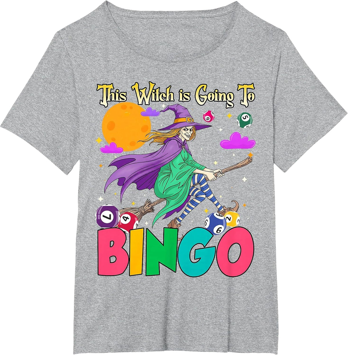 Halloween This Witch is Going to Bingo T-Shirt - Heather Grey