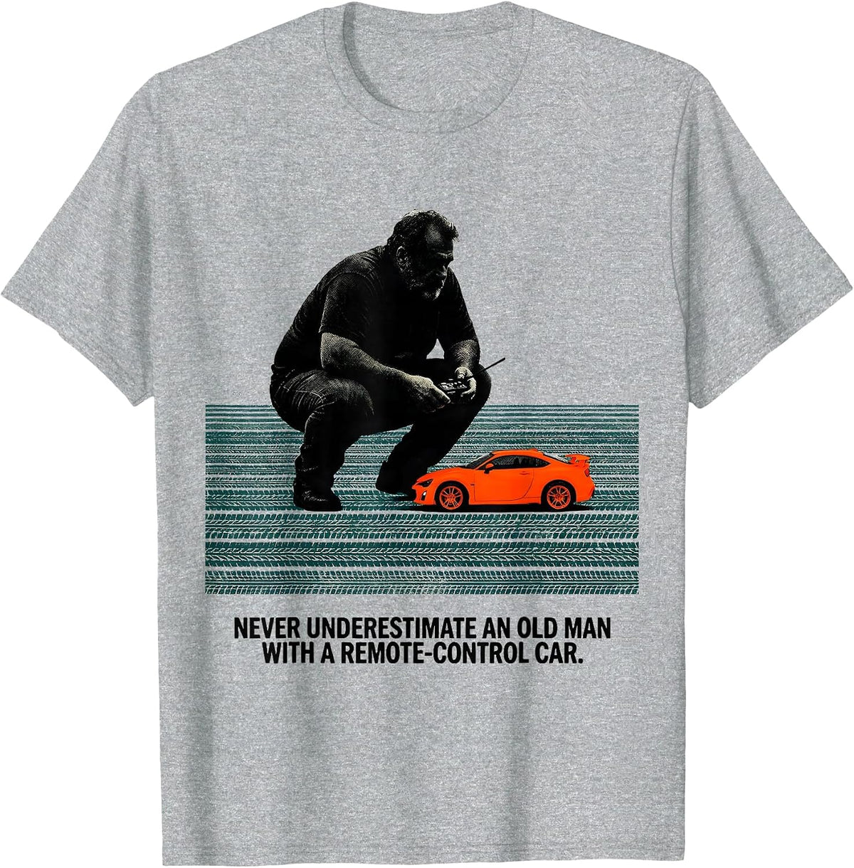 Men's Never Underestimate An Old Man With A Remote-Control Car T-Shirt - Heather Grey
