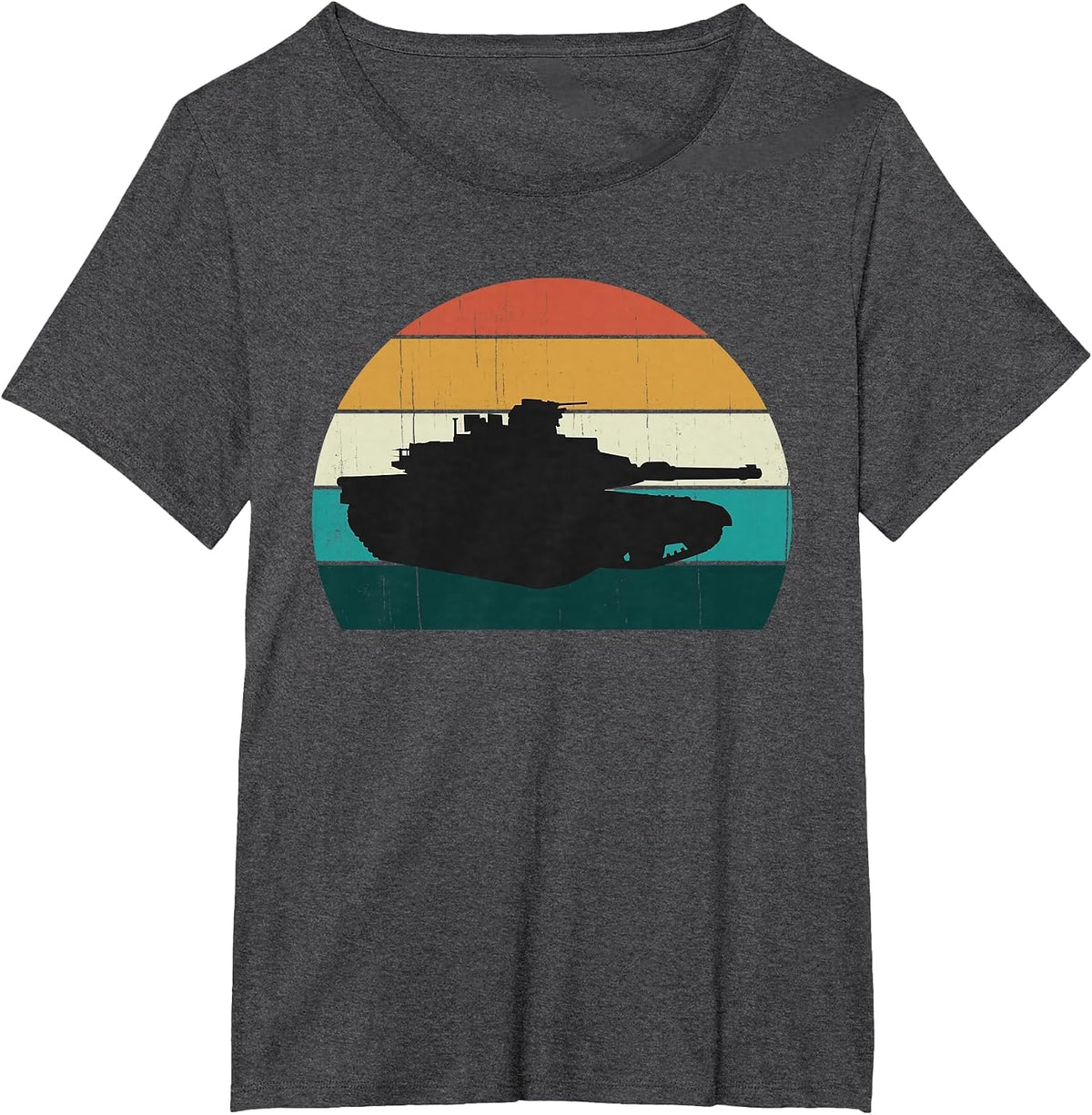 Vintage Abrams M1 - Retro Sunset American Main Battle Tank T-Shirt - Dark Heather Grey
