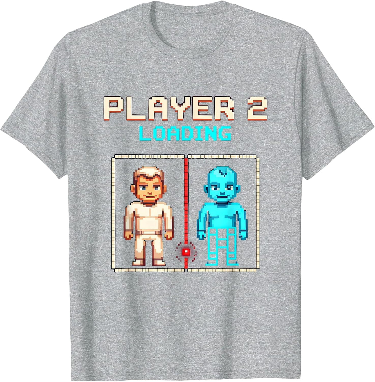 Men's Player 2 Loading Pixel Art Gamer Dad Pregnancy Announcement T-Shirt - Heather Grey