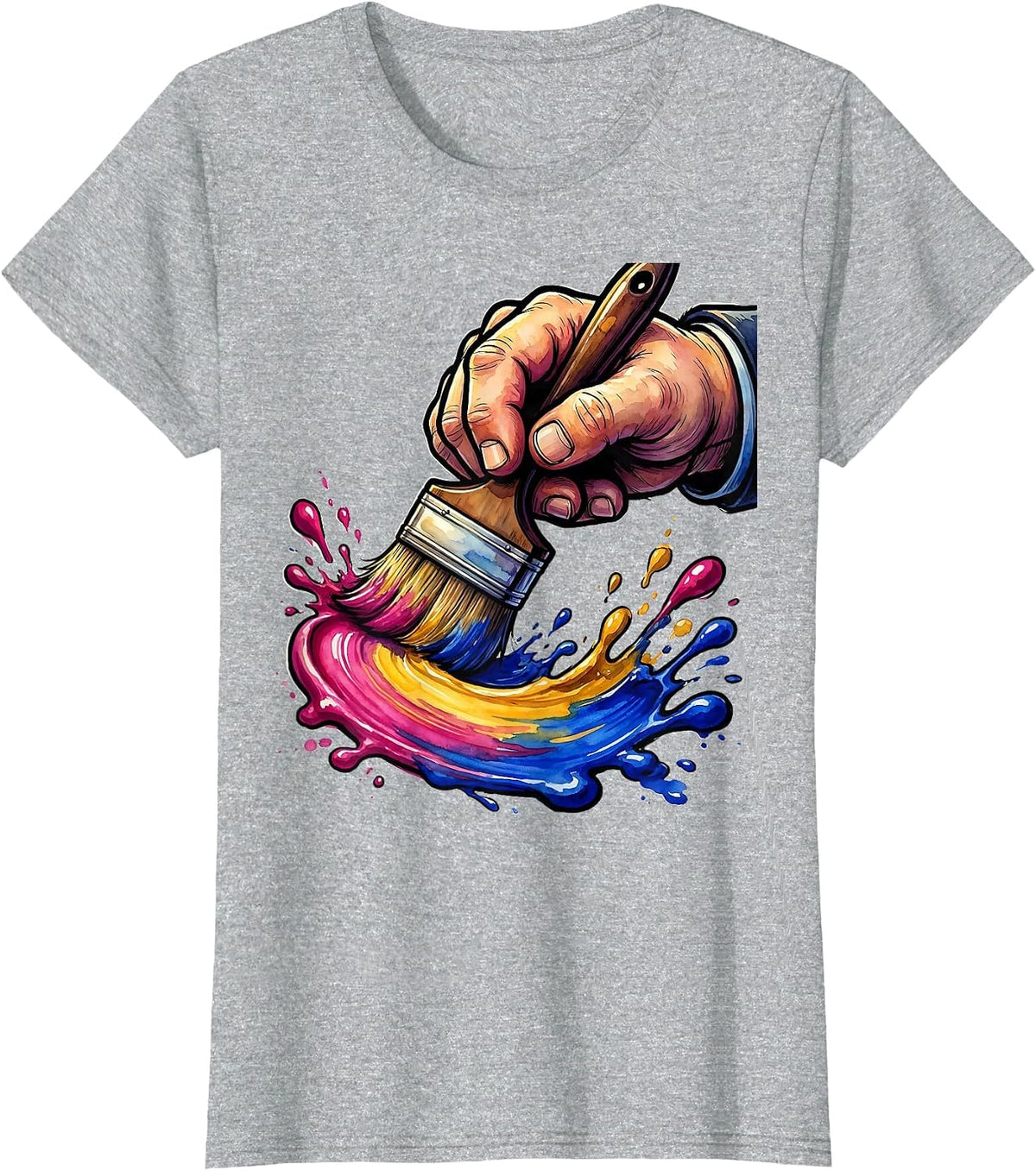 Watercolor Wash Art Teacher Painter Graphic T-Shirt - Heather Grey