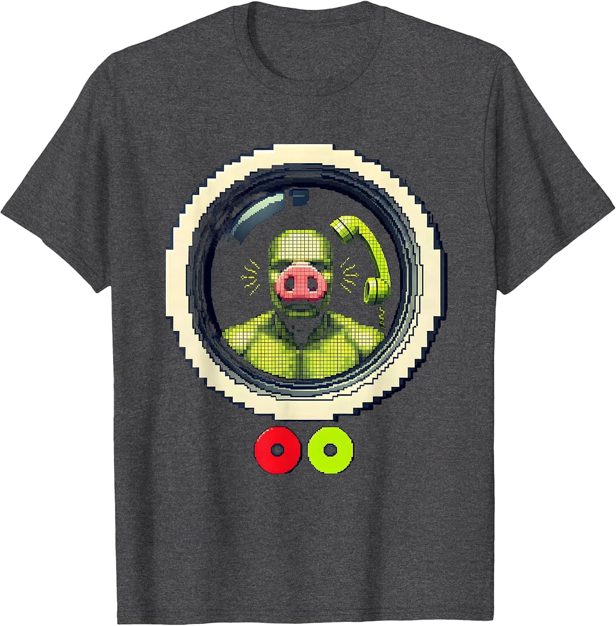 John Pork Pixel Art Funny Gen Z Brainrot Meme T-Shirt - Dark Heather Grey