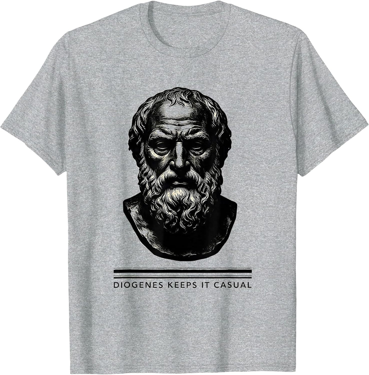 Men's Diogenes Keeps It Casual Funny Philosopher Pun Humor Gift T-Shirt - Heather Grey