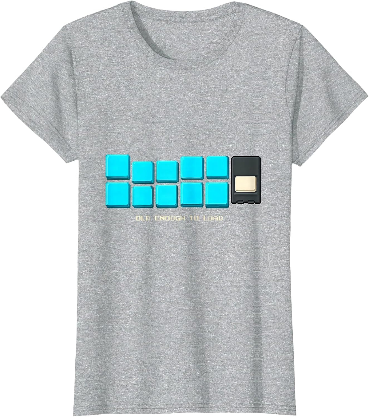 Old Enough To Load Pixel Art Retro Gaming Funny Gamer T-Shirt - Heather Grey