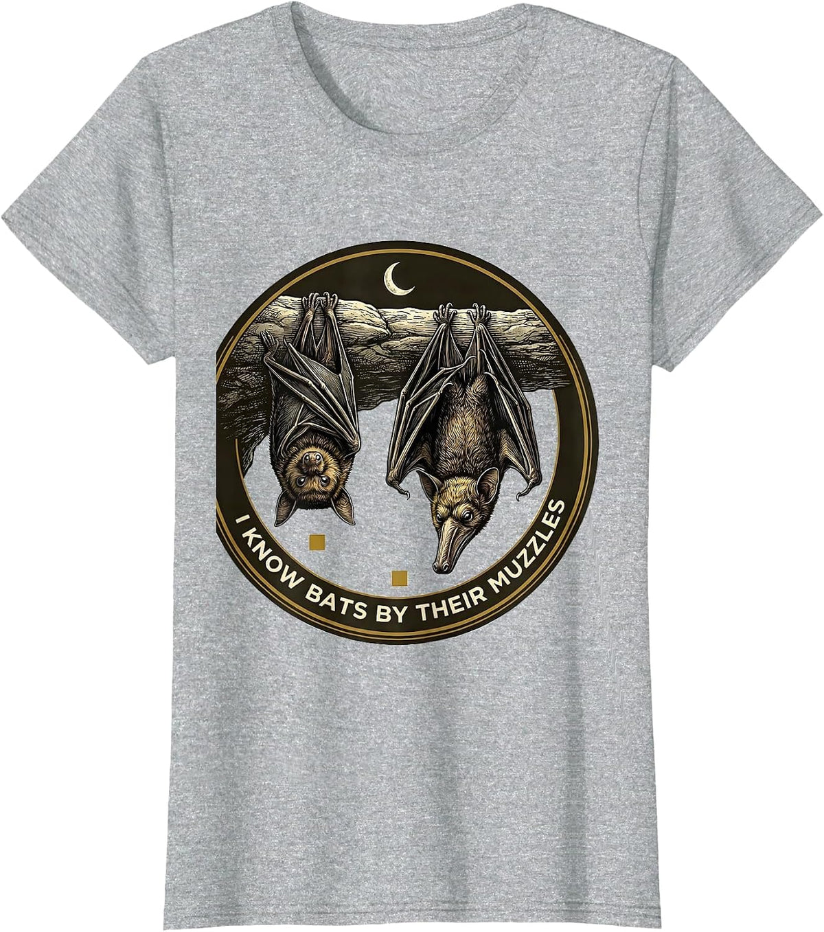 Women's I Know Bats By Their Muzzles Vintage Bat Lover Nature T-Shirt - Heather Grey