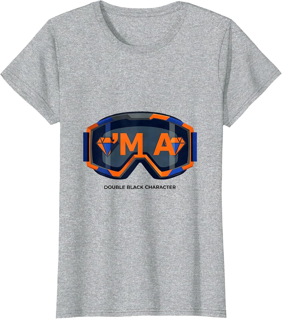 Women's I'm A Double Black Character Geometric Ski Snowboard Humor T-Shirt - Heather Grey