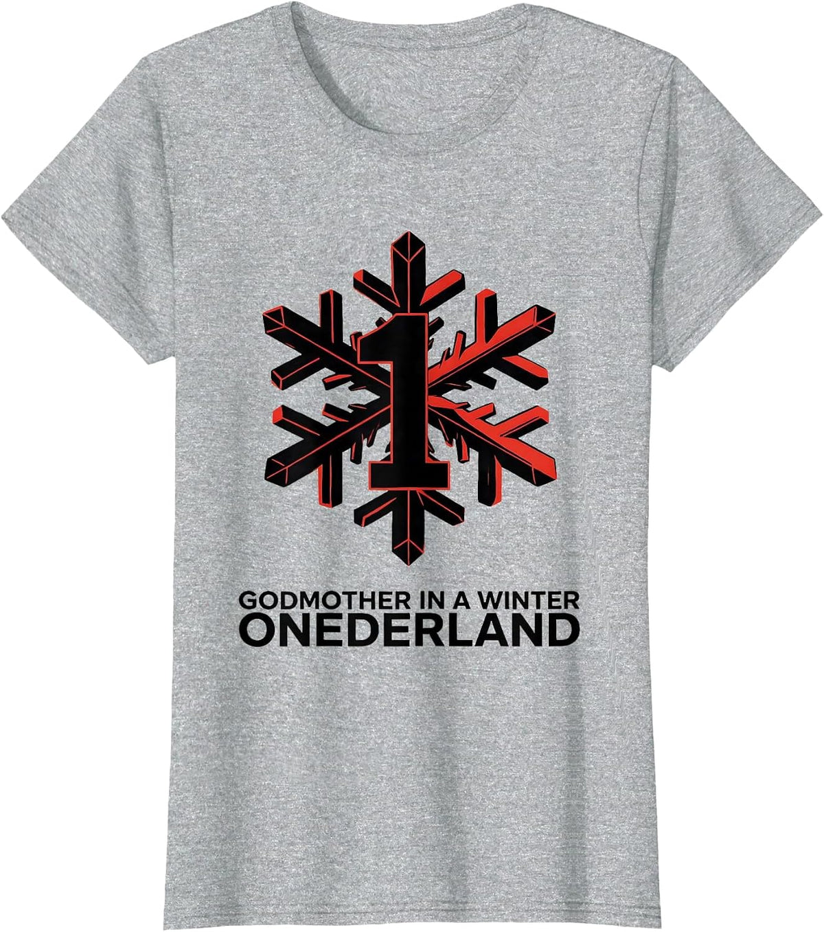 Women's Godmother in a Winter Onederland Family Matching Birthday T-Shirt - Heather Grey