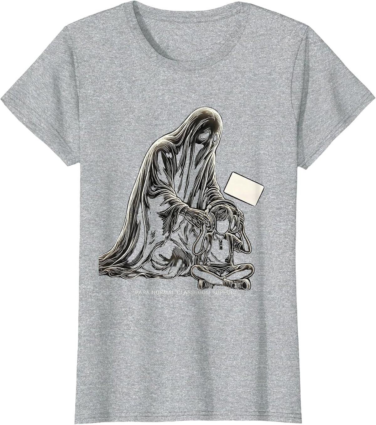 Women's Para Normal Classroom Support Funny Ghost Paraprofessional T-Shirt - Heather Grey