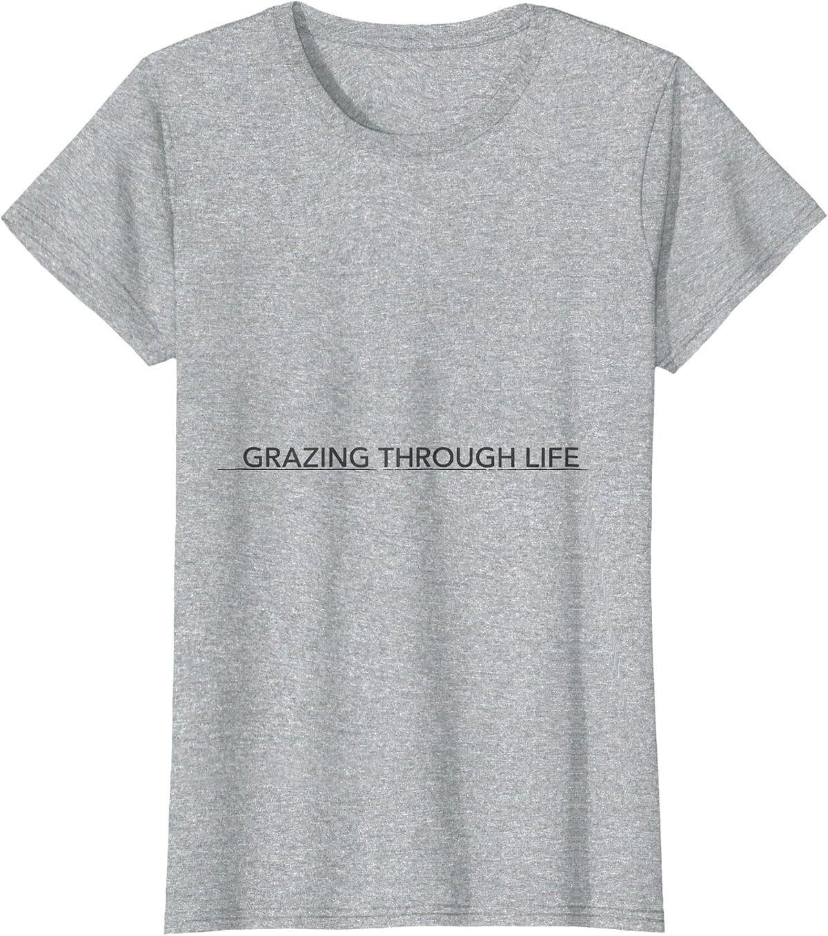 Women's Grazing Through Life Funny Cow Farm Animal Pun Humor T-Shirt - Heather Grey