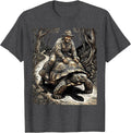 Men's Zoo Keeper Riding Tortoise Down Zoo Path T-Shirt - Dark Heather Grey