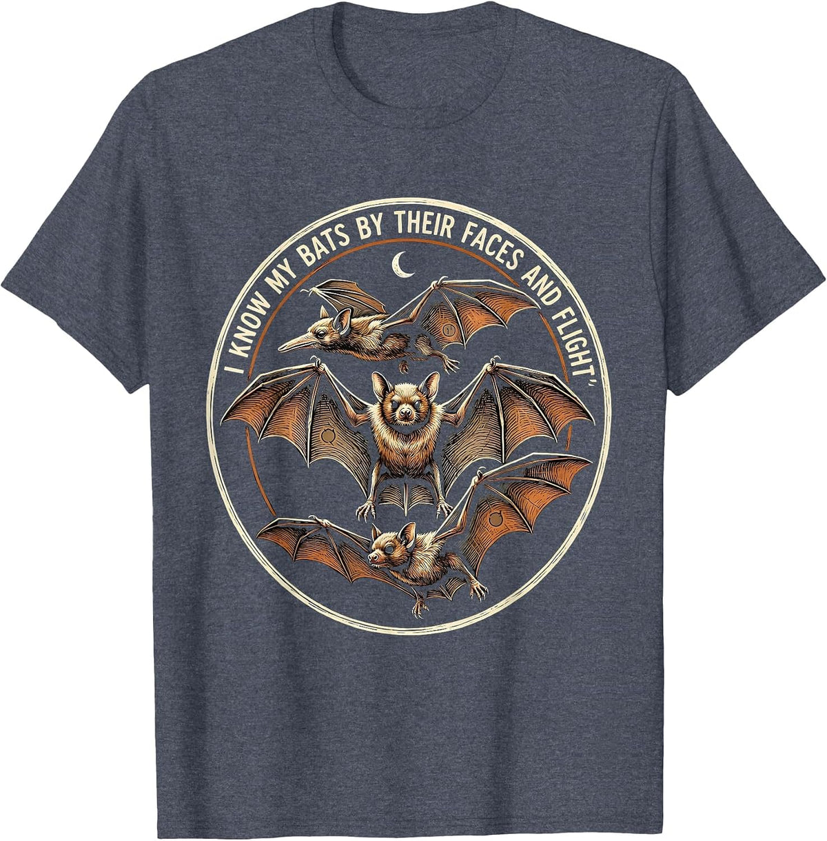 I Know My Bats By Their Faces And Flight Vintage T-Shirt - Heather Blue