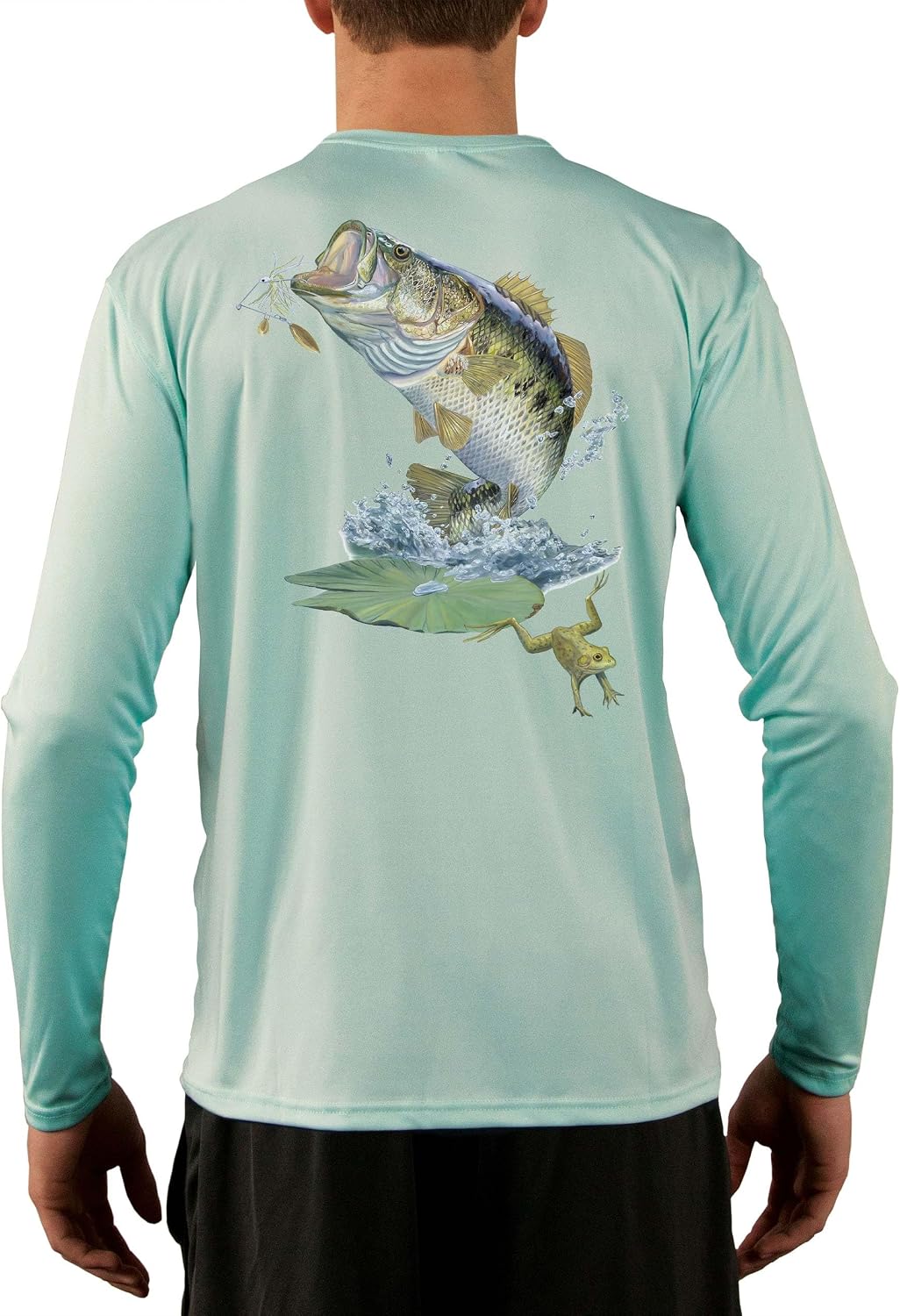 Skiff Life Large Mouth Bass Fishing Shirt - Long Sleeve Men's Fishing Shirt Moisture Wick 50+ UPF Fabric Bass Pro Shop -