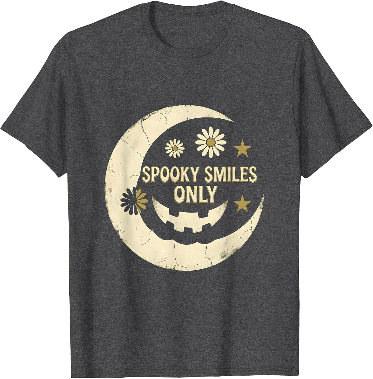 Men's Spooky Smiles Only Dental Halloween Design T-Shirt - Dark Heather Grey