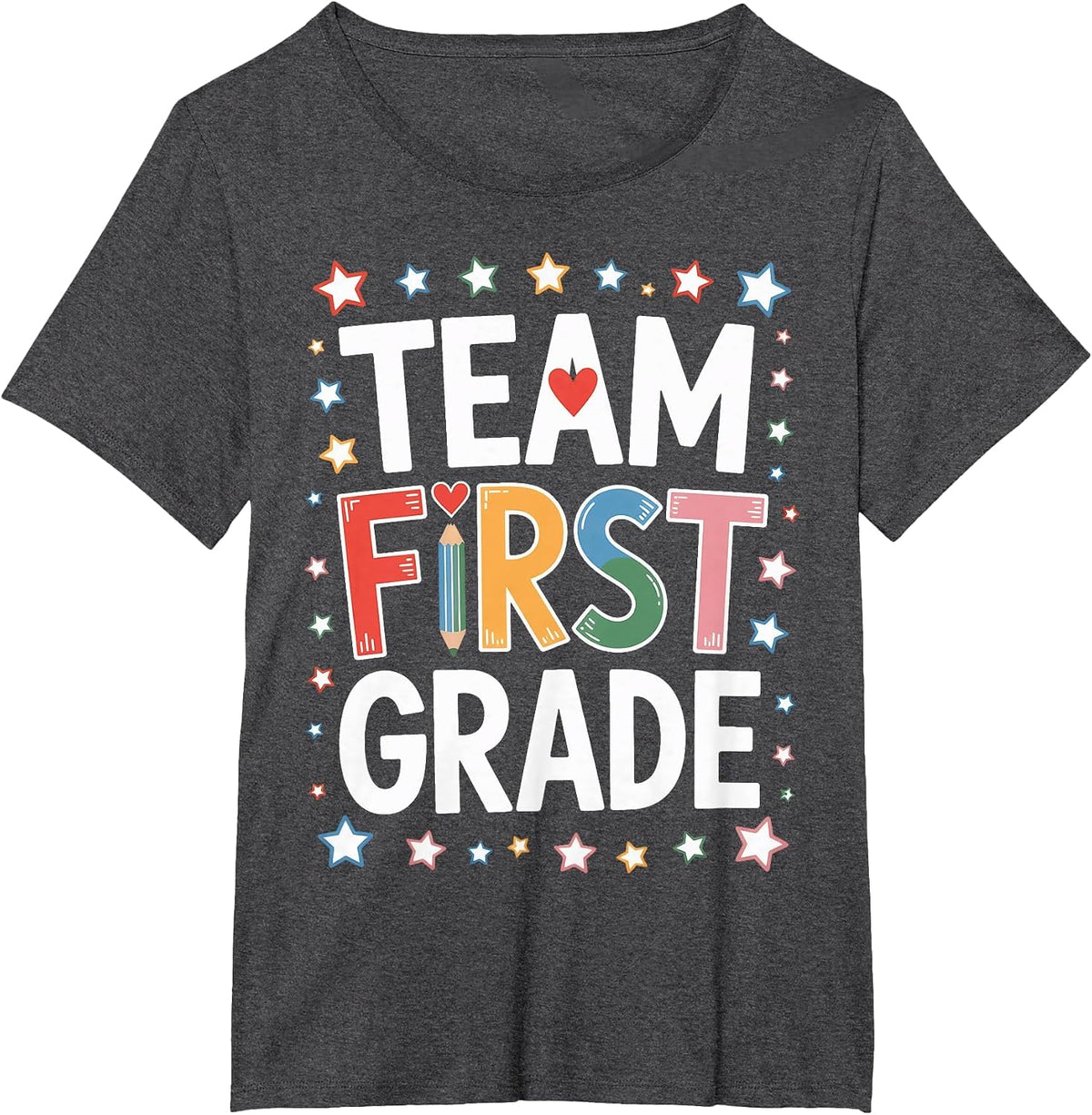 Team First Grade Back to School Teacher Squad T-Shirt - Dark Heather Grey