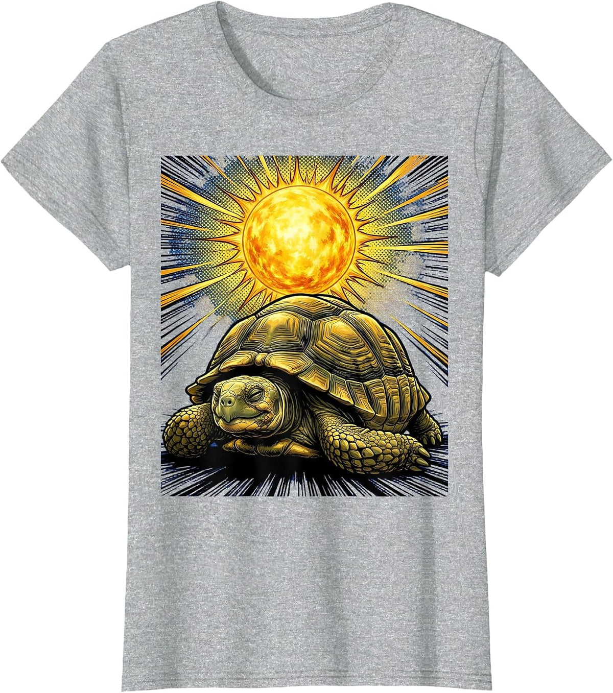 Tortoise Napping Under a Sunny Blue Sky T-Shirt - Heather Grey