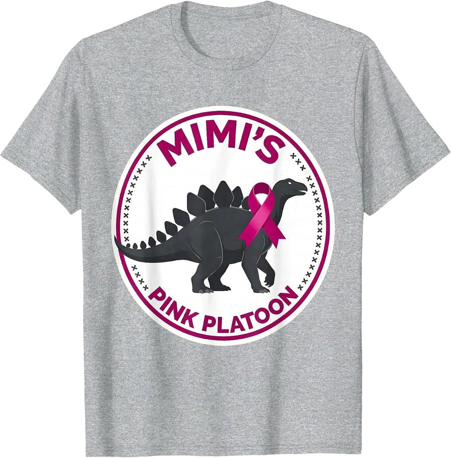Mimi's Pink Platoon Editorial Conceptual Dinosaur Breast T-Shirt, Men, Heather Grey, 3X-Large - As Pictured