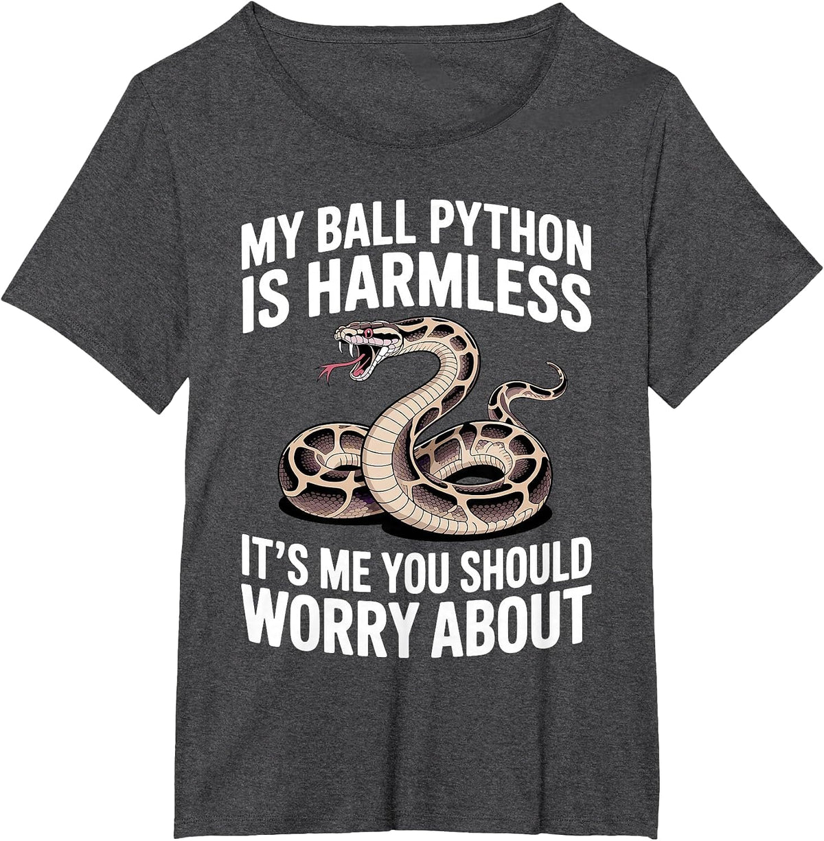 Funny Ball Python Art for Men Women Snake Ball Python Lover T-Shirt - Dark Heather Grey