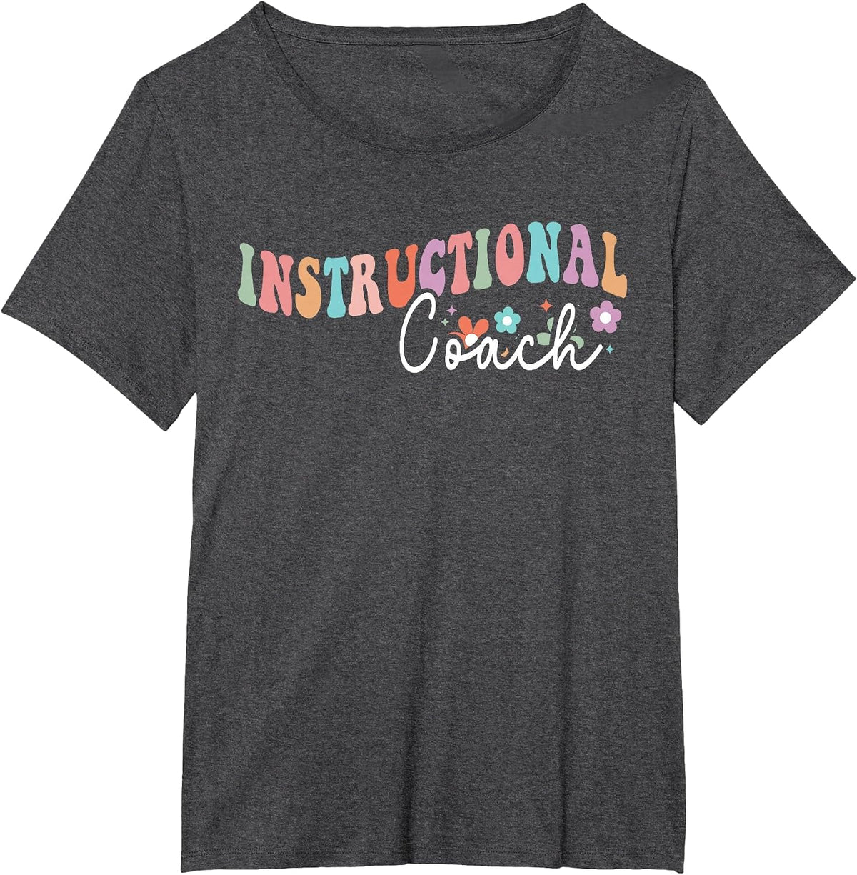 Instructional Coach Retro Groovy Academic Specialist Teacher T-Shirt - Dark Heather Grey