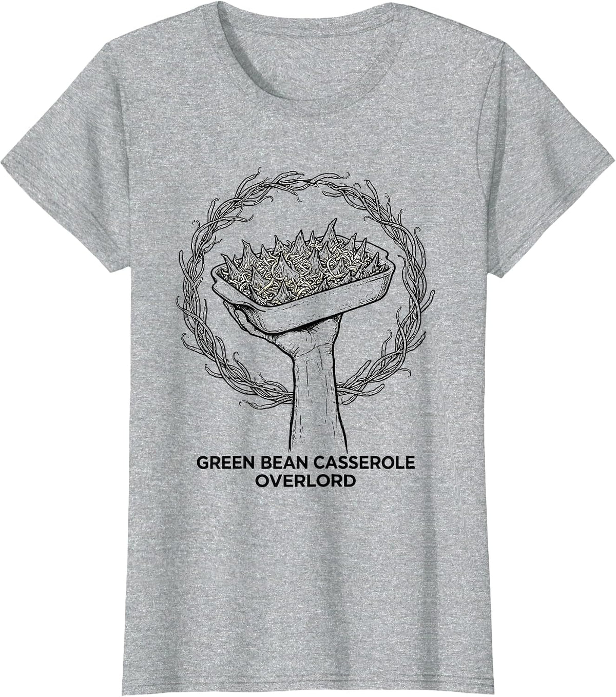 Green Bean Casserole Overlord Funny Thanksgiving Cooking T-Shirt - Heather Grey