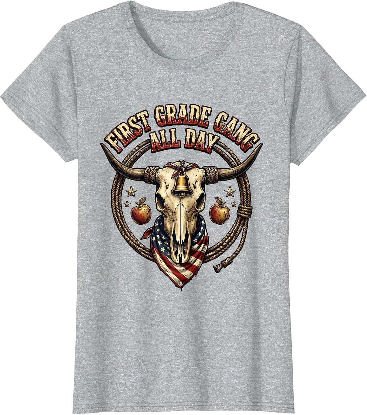 First Grade Gang All Day Teacher Design T-Shirt - Heather Grey