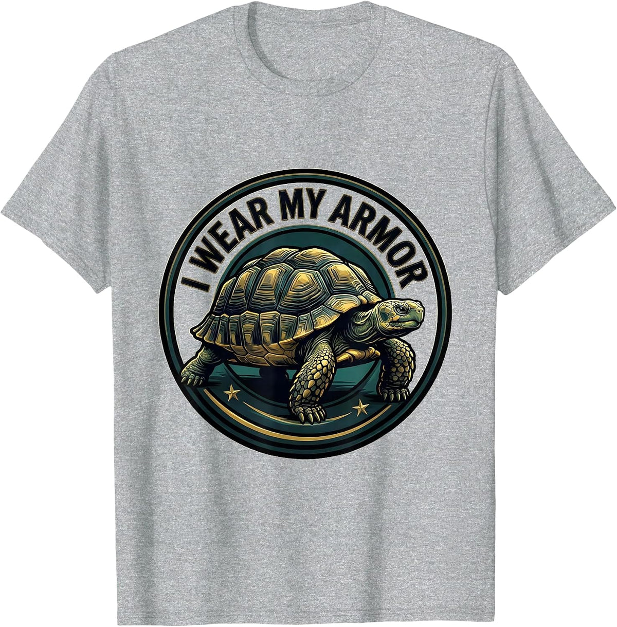 Men's I Wear My Armor Funny Tortoise Lover Pet Owner Humor T-Shirt - Heather Grey