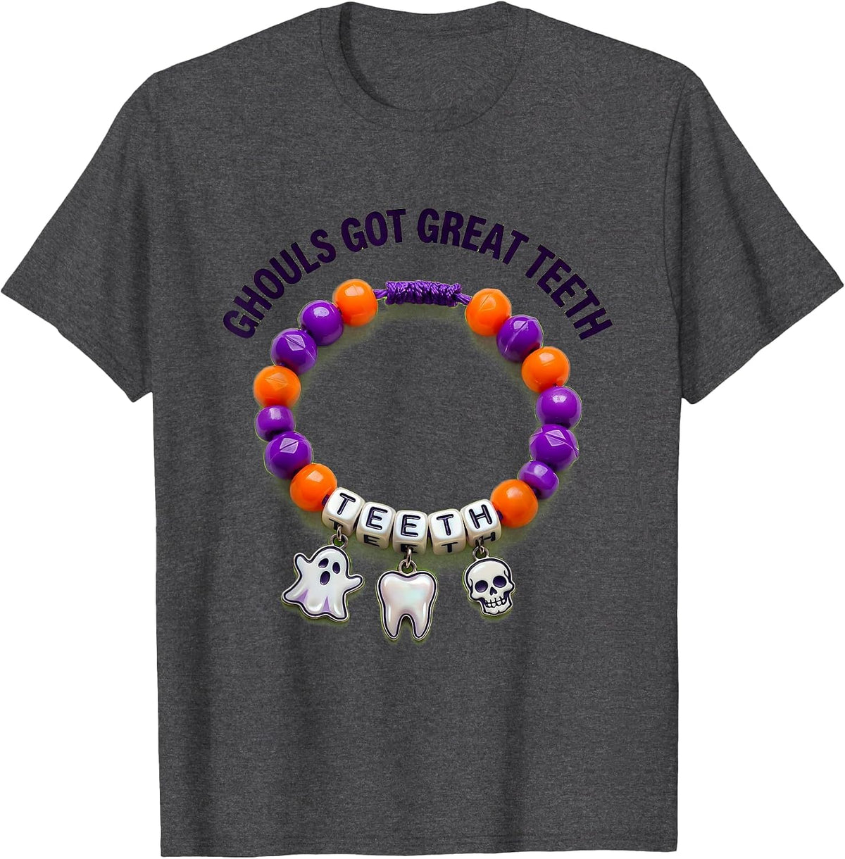 Men's Ghouls Got Great Teeth Halloween Dental Design T-Shirt - Dark Heather Grey