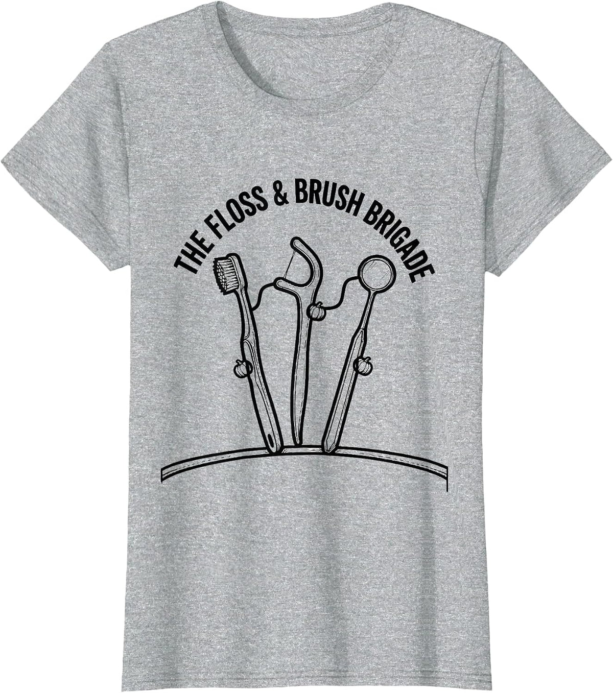 Women's The Floss & Brush Brigade Halloween Dentist Costume Dental T-Shirt - Heather Grey