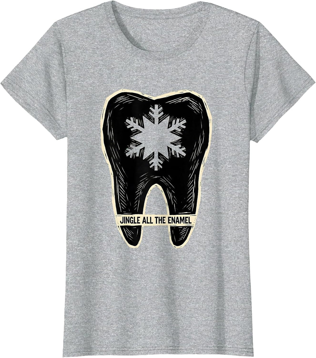 Jingle All the Enamel Funny Dental Christmas Dentist Team T-Shirt - Heather Grey