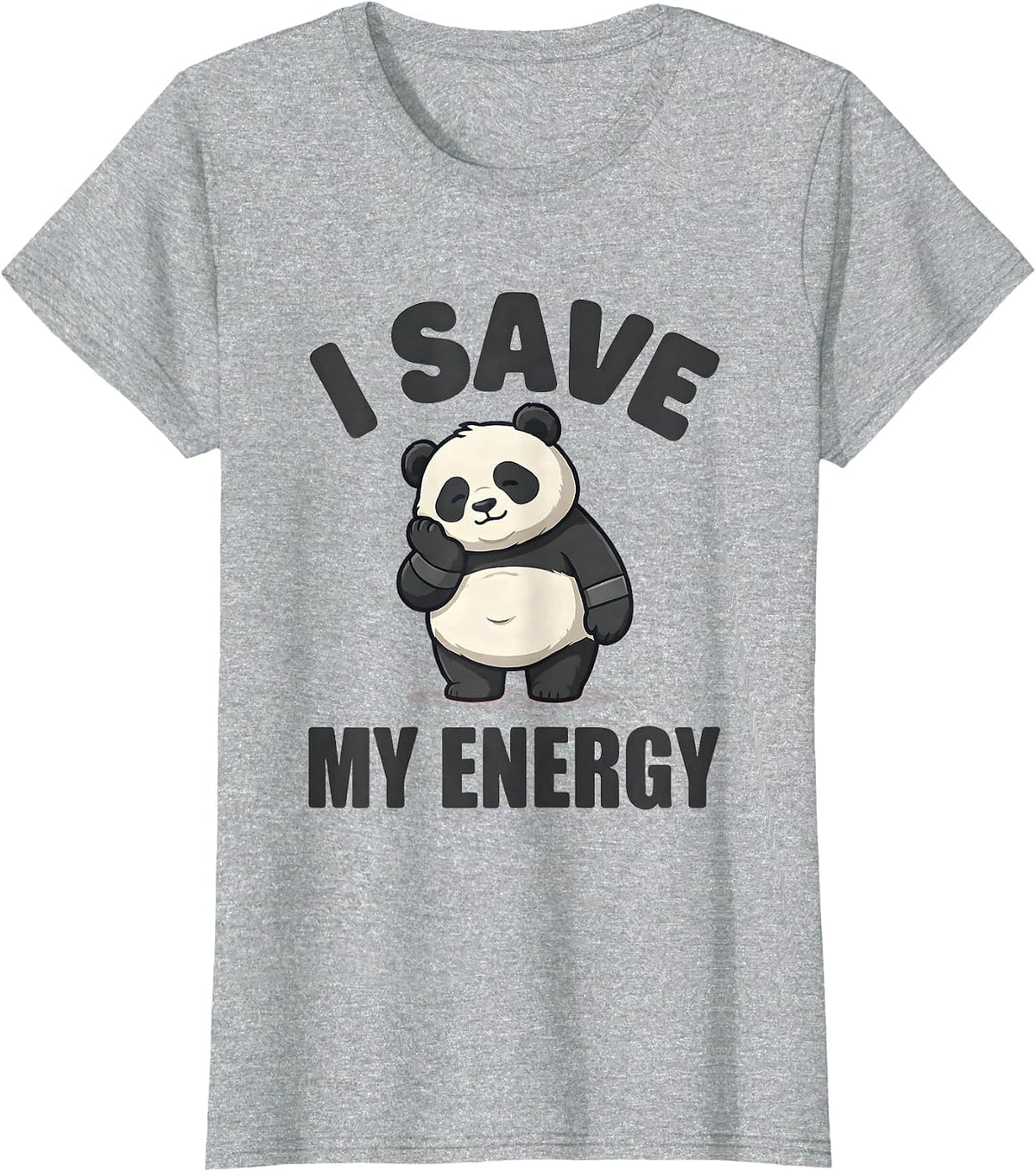 Women's I Save My Energy Cute Kawaii Panda Meme Humor Novelty Gift T-Shirt - Heather Grey