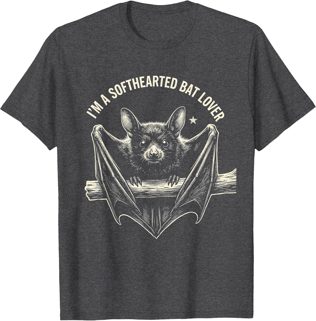Men's I'm A Softhearted Bat Lover Funny Bat Lover Halloween Nature T-Shirt - Dark Heather Grey