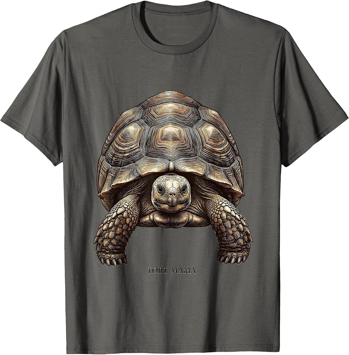 Tort Mama Crosshatch Etching Sulcata Tortoise Owner Pet T-Shirt - Asphalt Grey