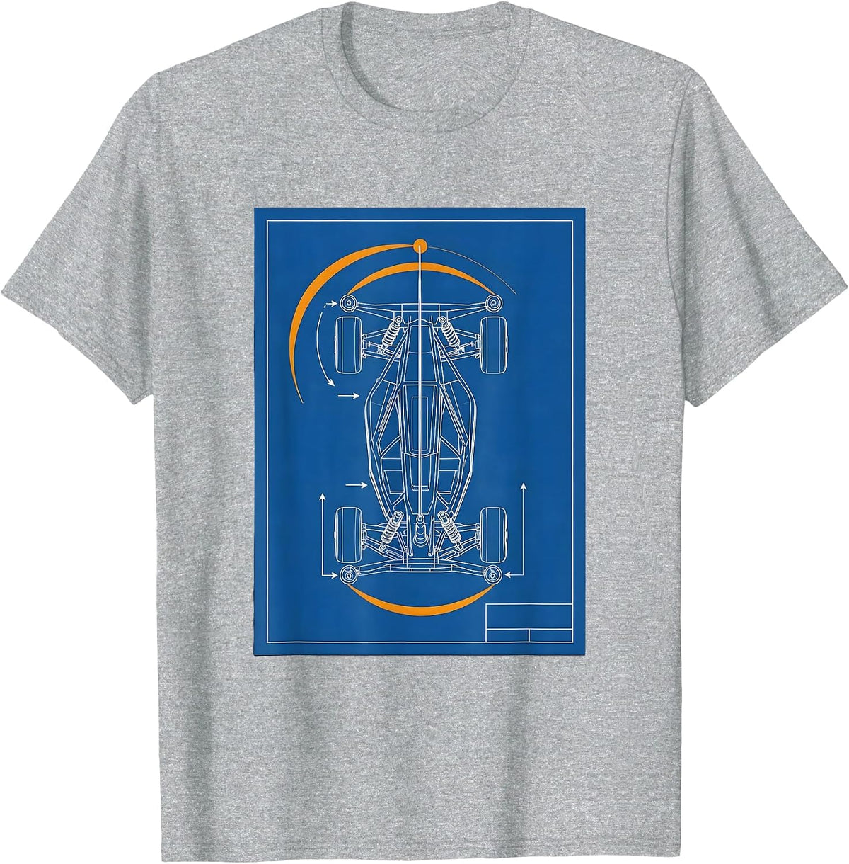 Men's RC Buggy Chassis Technical Blueprint Racing Enthusiast T-Shirt - Heather Grey