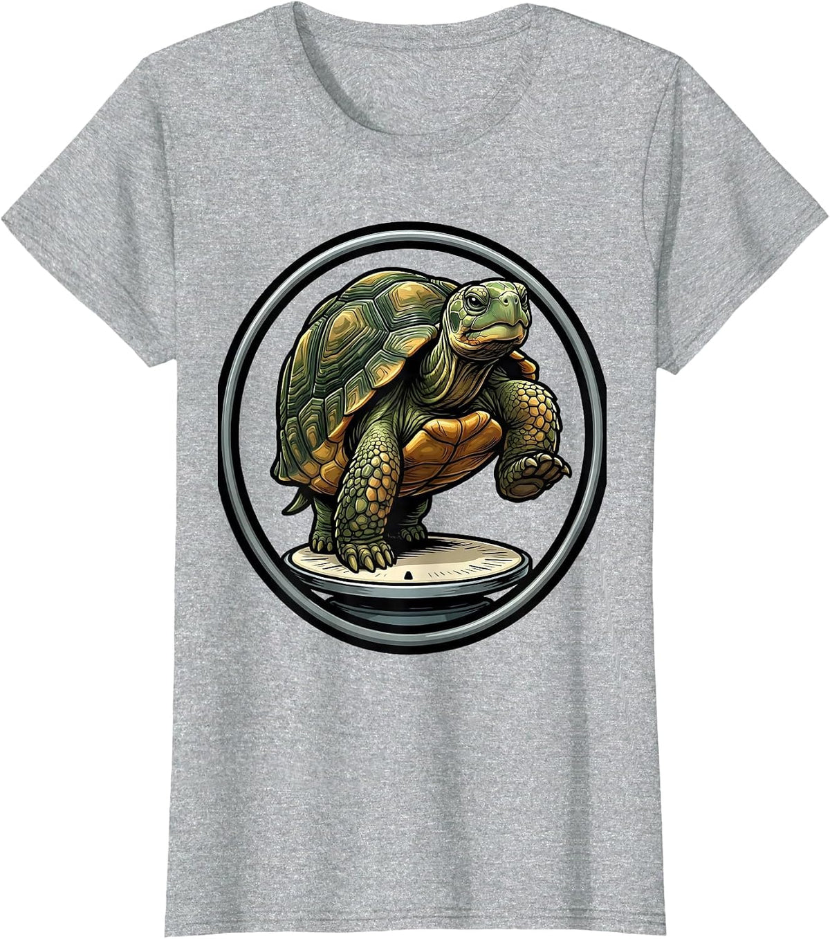 Sealed Tortoise Badge Cartoon Turtle Lover Humor T-Shirt - Heather Grey