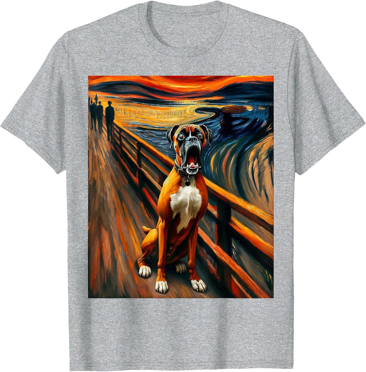 Expressionist Artsy Boxer Dog | Artistic Boxer T-Shirt - Heather Grey