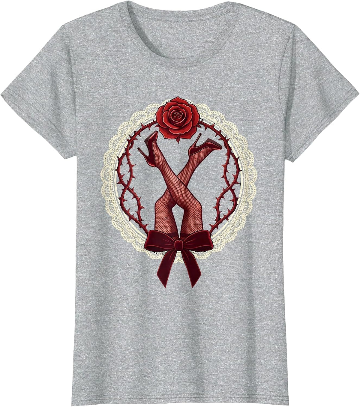 Women's Showgirl Chorus Line Legs Spotlight Dance Art T-Shirt - Heather Grey