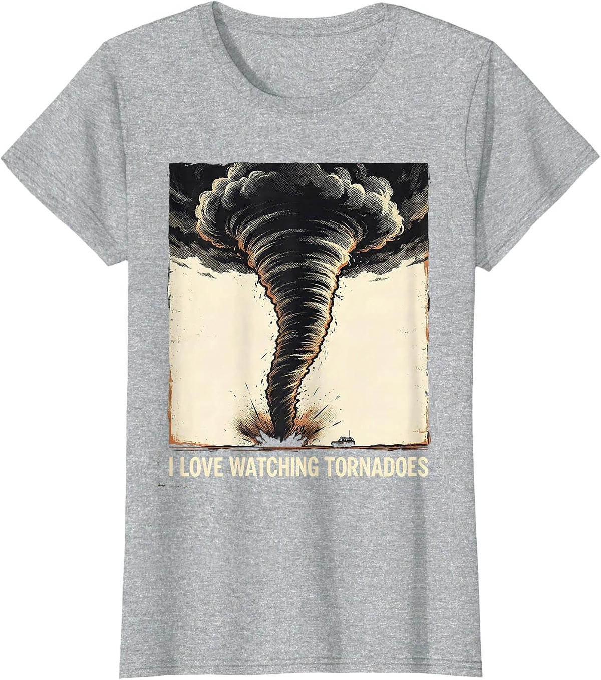 I Love Watching Tornadoes Distressed Storm Chaser T-Shirt - Heather Grey