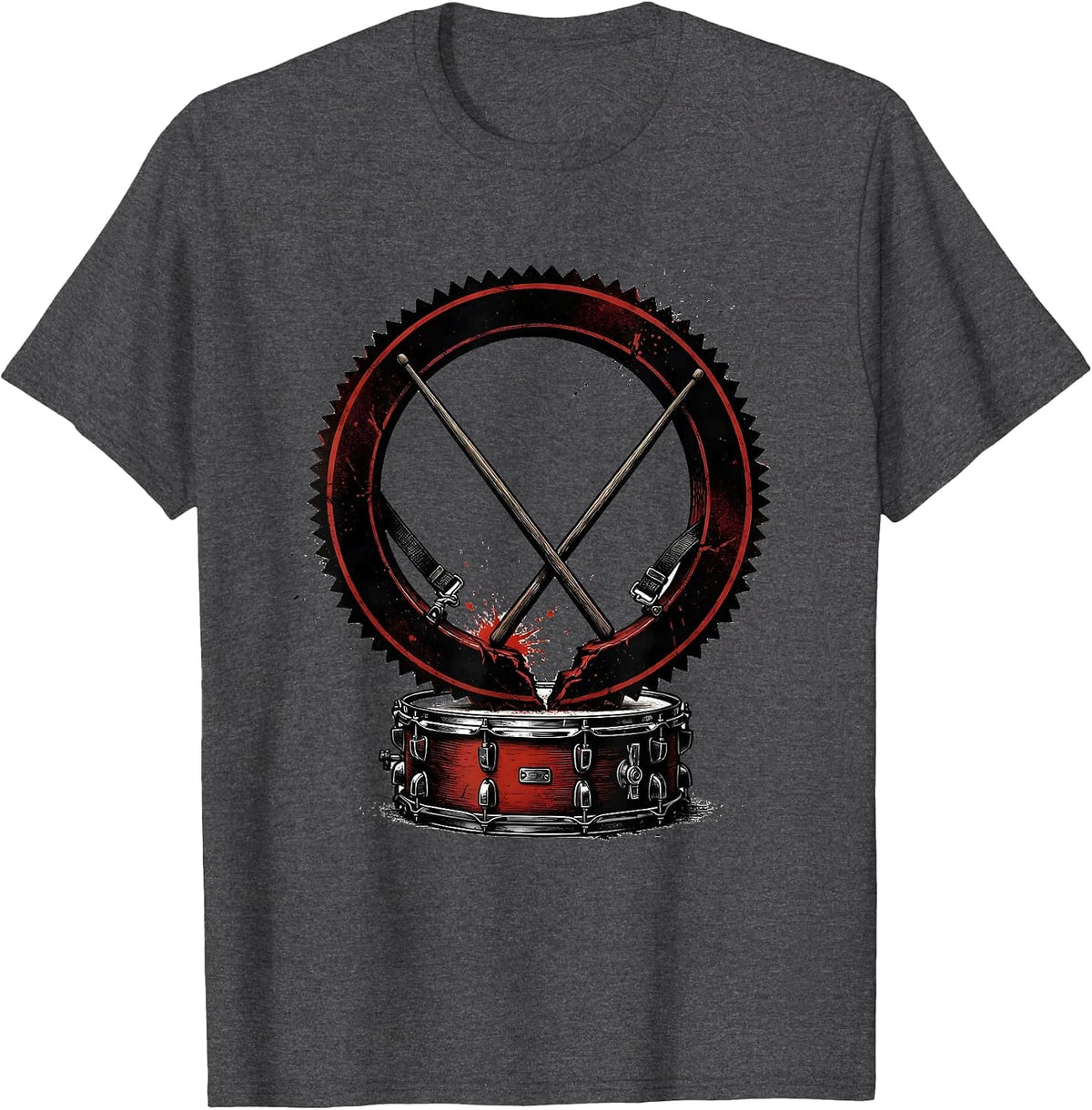 Band Instrument Player Snare Drum Seal Cracked Badge Humor T-Shirt - Dark Heather Grey