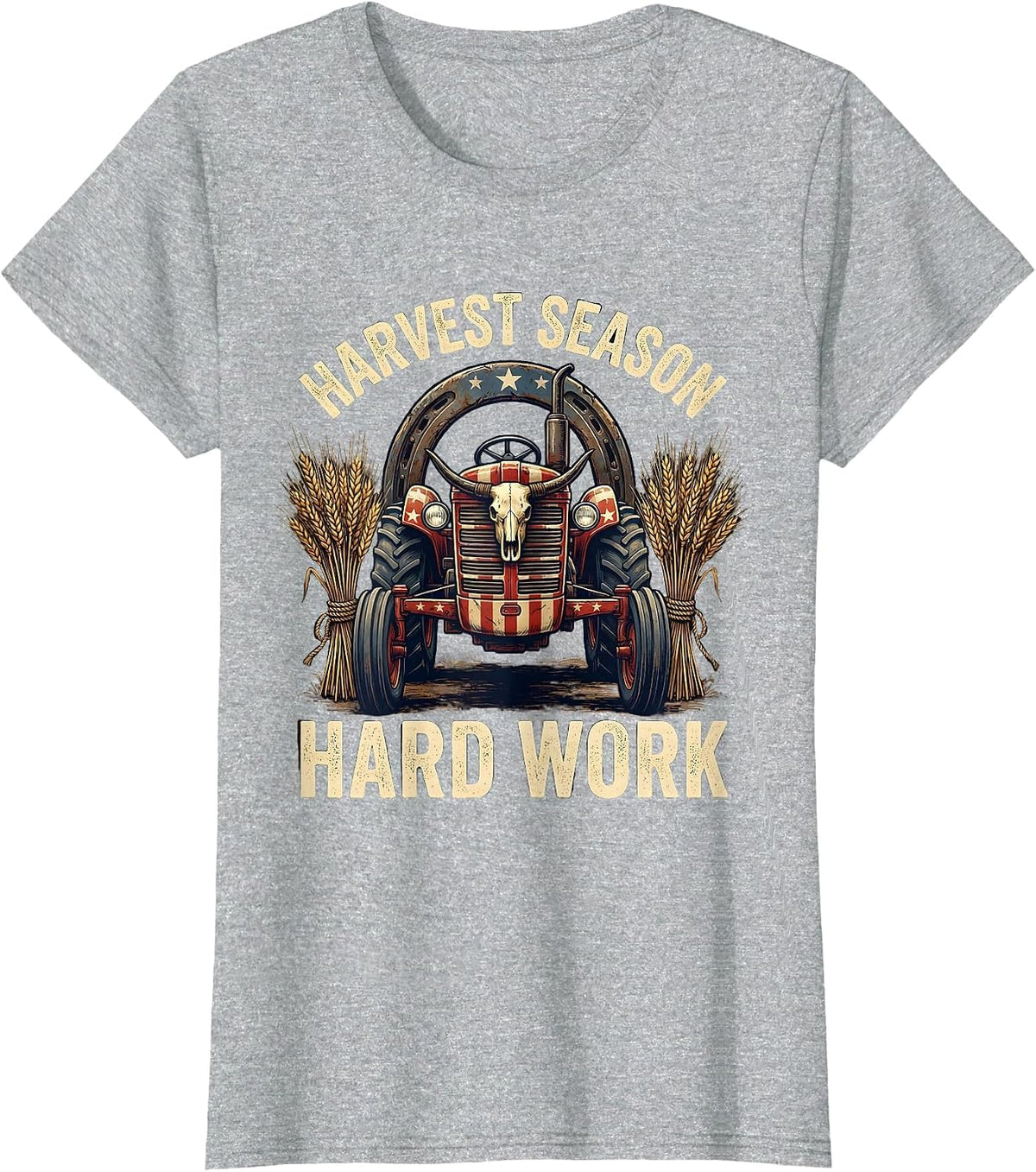 Harvest Season Hard Work Fall Farm Equipment Design T-Shirt - Heather Grey