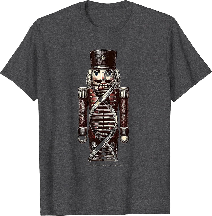 Men's Christmas Is Properly Paired Science Teacher DNA Humor T-Shirt - Dark Heather Grey