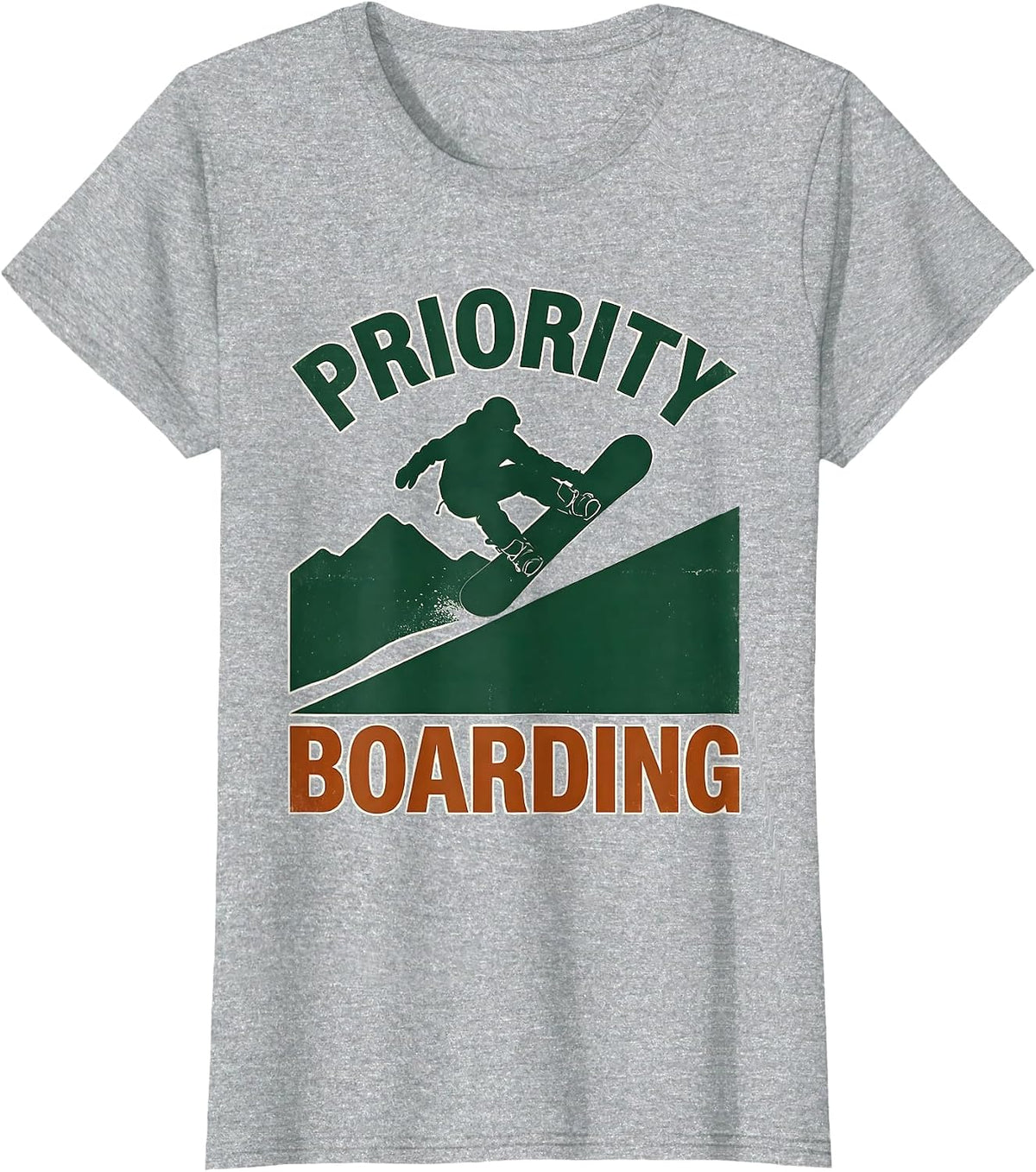 Priority Boarding Vintage Snowboarder Ski Dad Deadpan Humor T-Shirt - Heather Grey