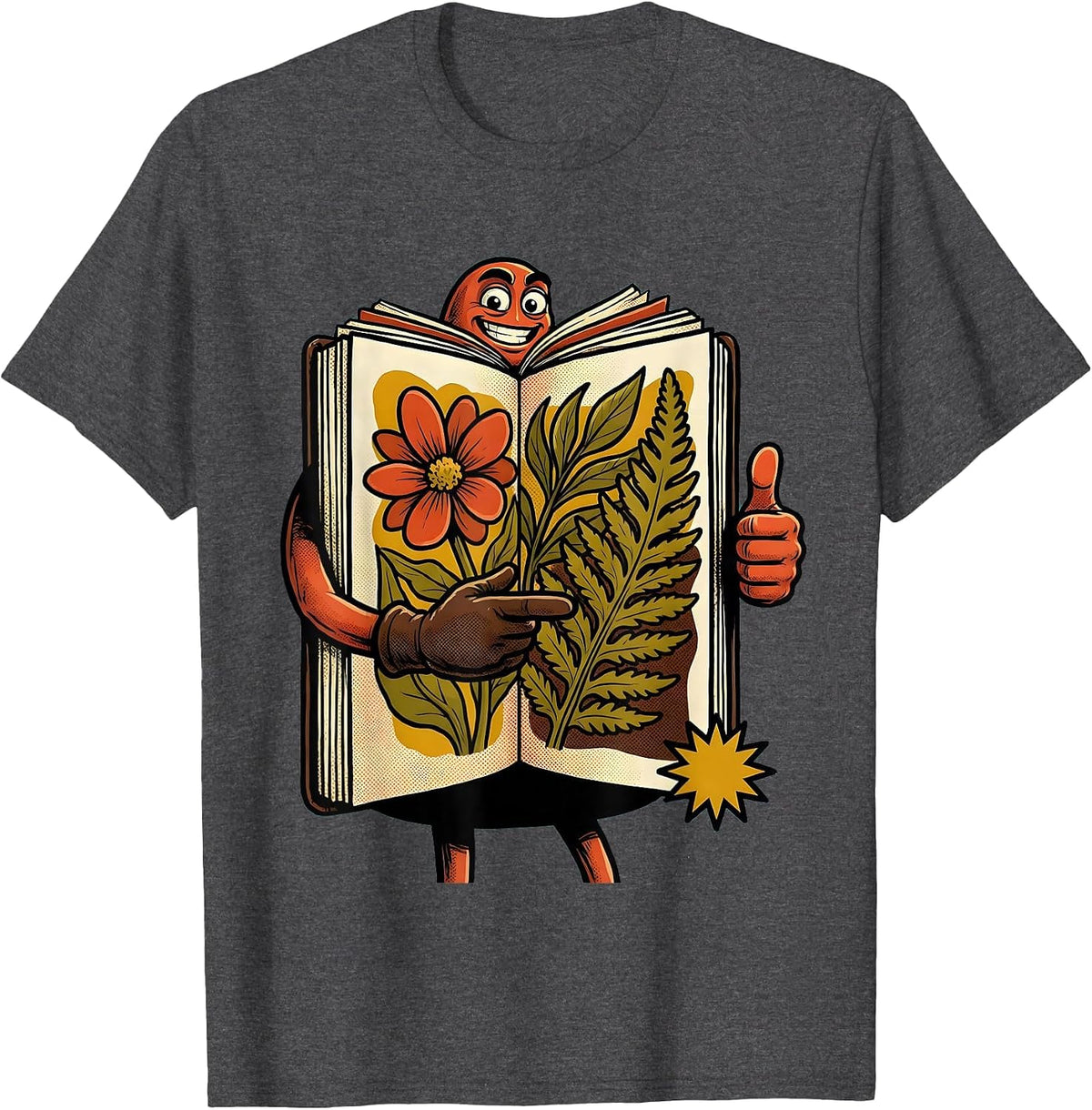 Men's Art Teacher Botanical Sketchbook Illustration T-Shirt - Dark Heather Grey