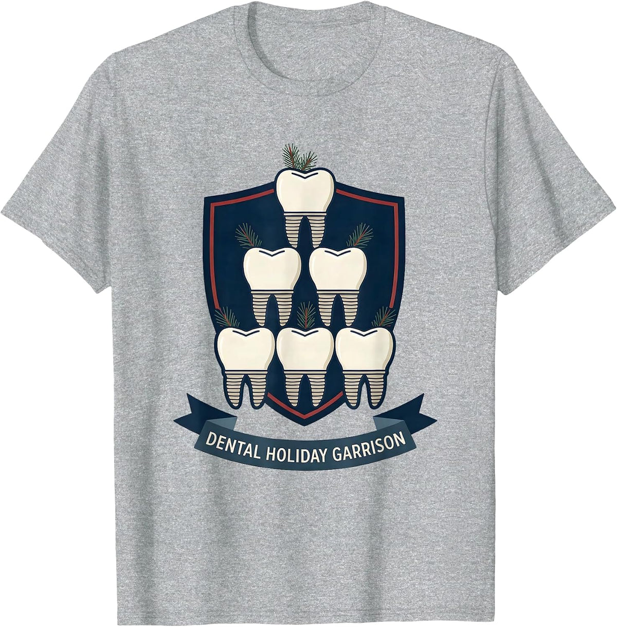Men's Dental Holiday Garrison Funny Dentist Christmas Dental Team T-Shirt - Heather Grey