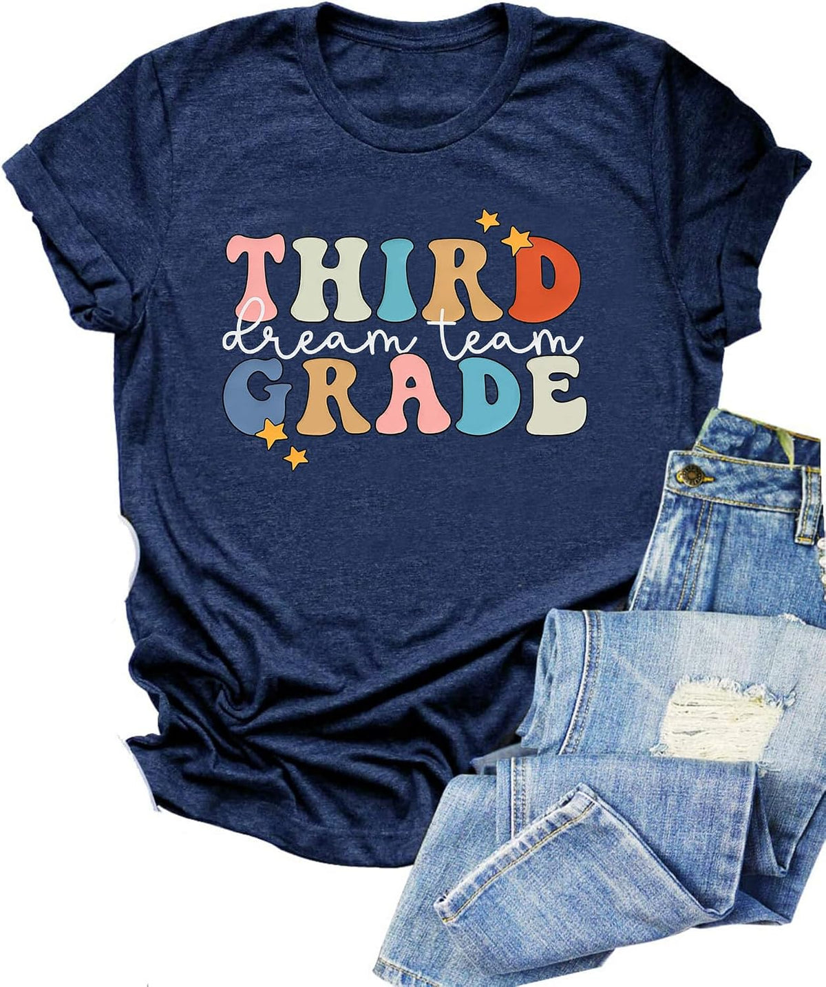Teacher Shirts Women Happy First Day of School Tshirts Back To School Gifts - 3rd-dark Blue