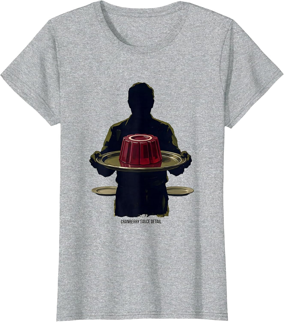 Women's Cranberry Sauce Detail Funny Thanksgiving Food Humor T-Shirt - Heather Grey