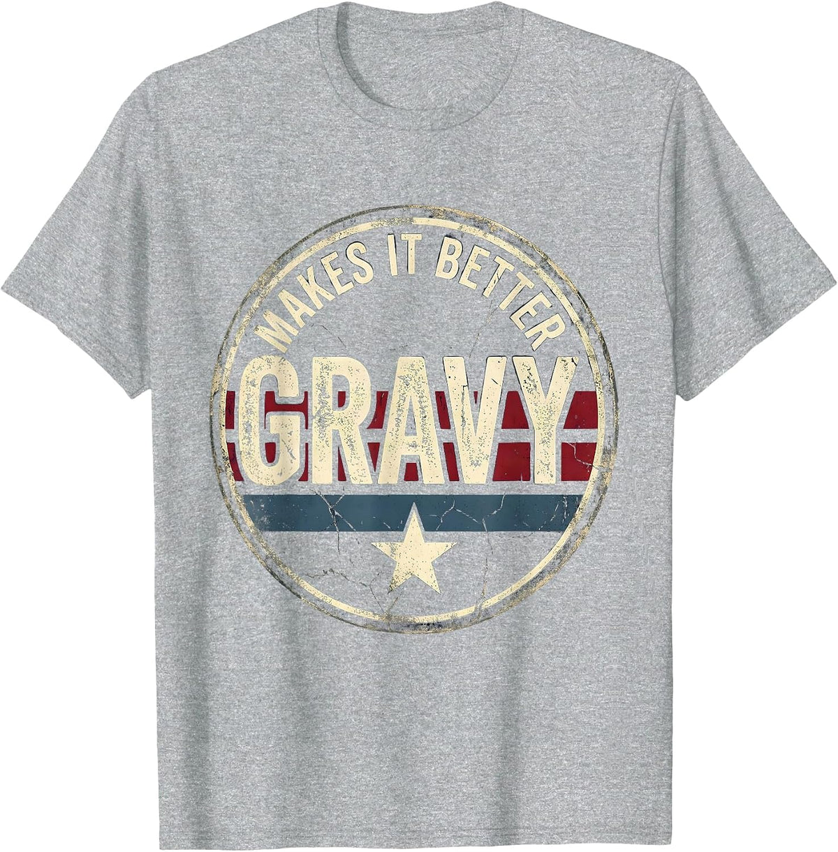 Men's Gravy Makes It Better Turkey Dinner Design T-Shirt - Heather Grey
