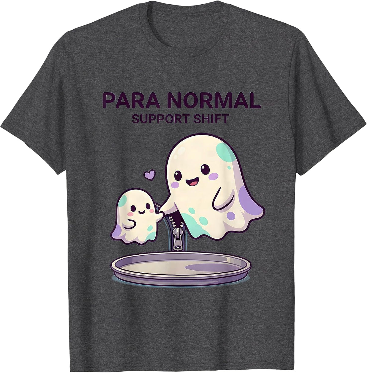 Para Normal Support Shift Cute Kawaii Ghost Paraprofessional T-Shirt - Dark Heather Grey