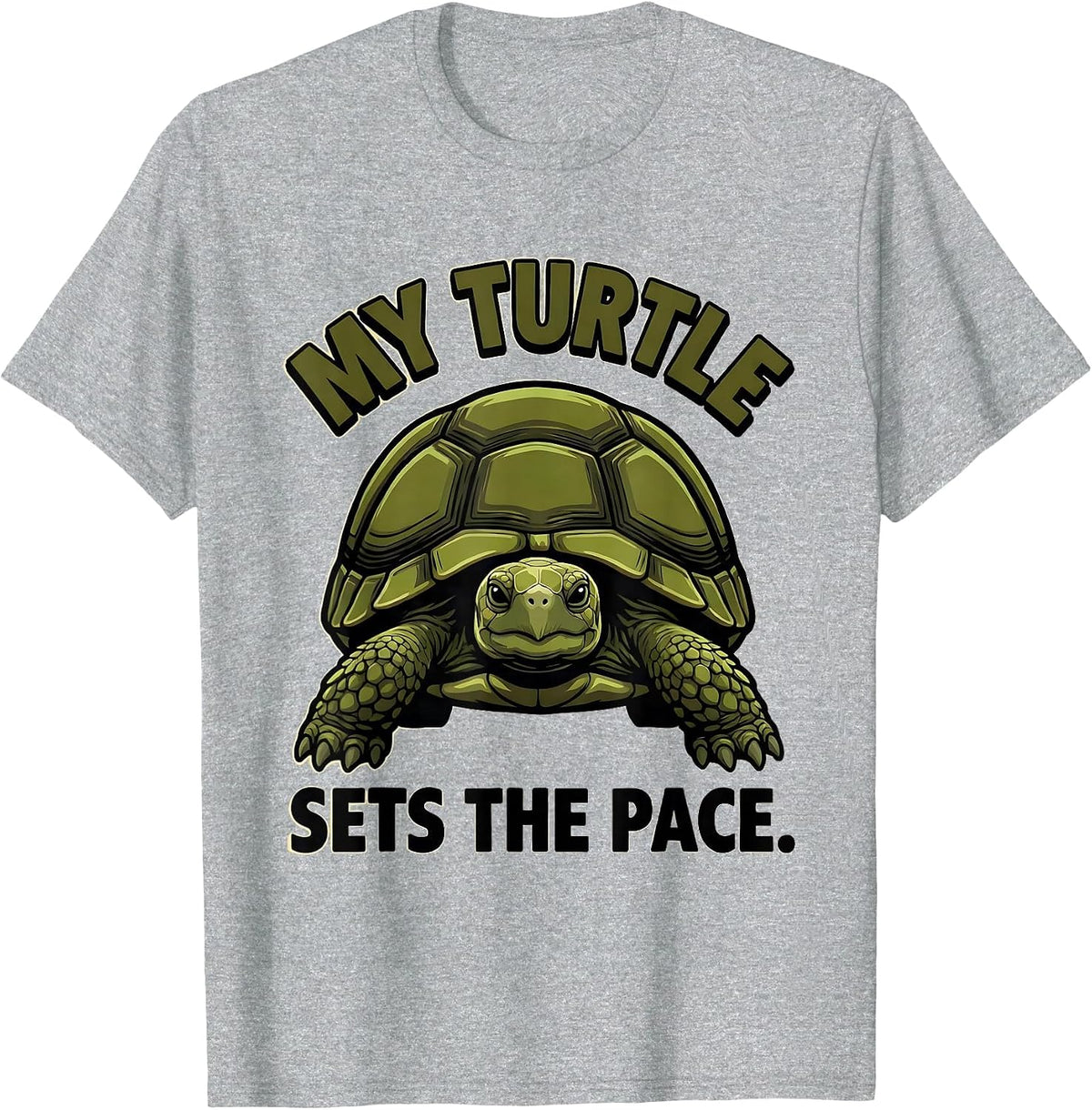 Men's My Turtle Sets The Pace Funny Tortoise Pet Lover Humor T-Shirt - Heather Grey