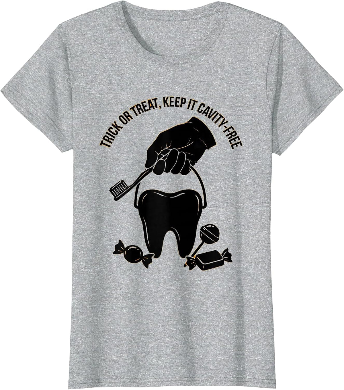 Trick Or Treat Keep It Cavity-Free Dental Humor Halloween T-Shirt - Heather Grey