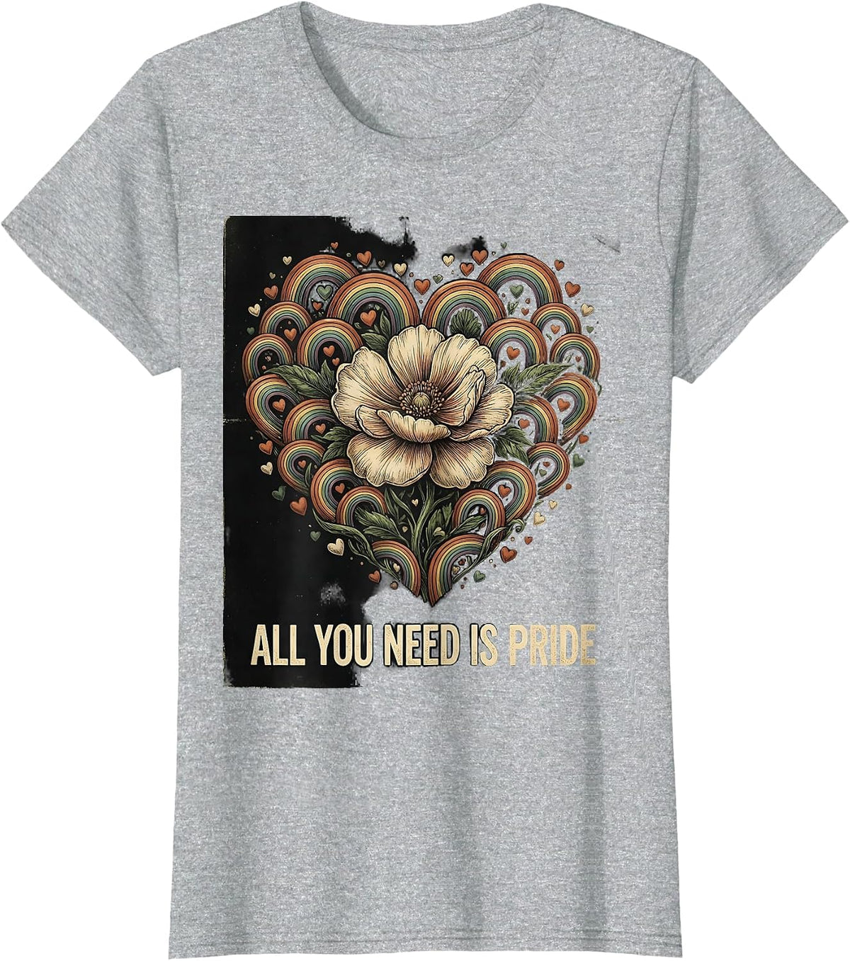 All You Need Is Pride Vintage LGBTQ Design T-Shirt - Heather Grey